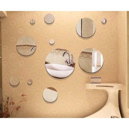 Removable Acrylic Mirror Surface Wall Sticker Home Decor Poster Bedroom Bathroom Decoration Art Mural Silvery Round Wall Decals