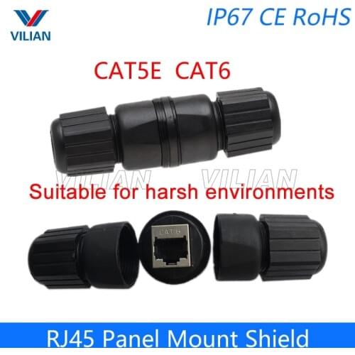 Metal Shielding CAT5E CAT6 Outdoor RJ45 Panel Mount LAN Connector Ethernet Network Cable Extension Adapter waterproof 8P8C 1u