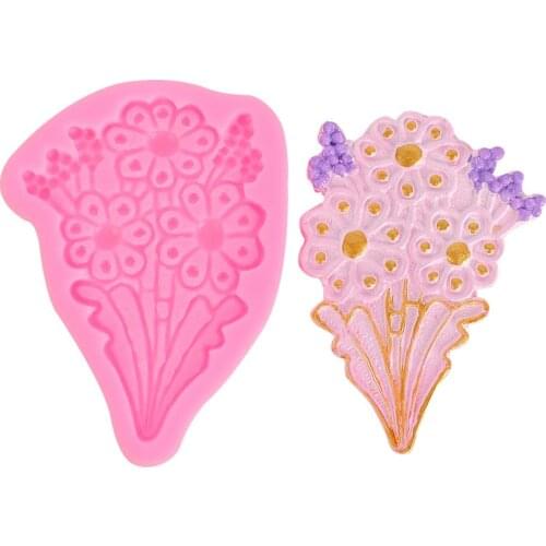 Rose Bouquet Cake Silicone Mold Fondant Candy Cookie Cupcake Molds Flower Mould Cake Decorating Tools Baking Tool Biscuits Mould