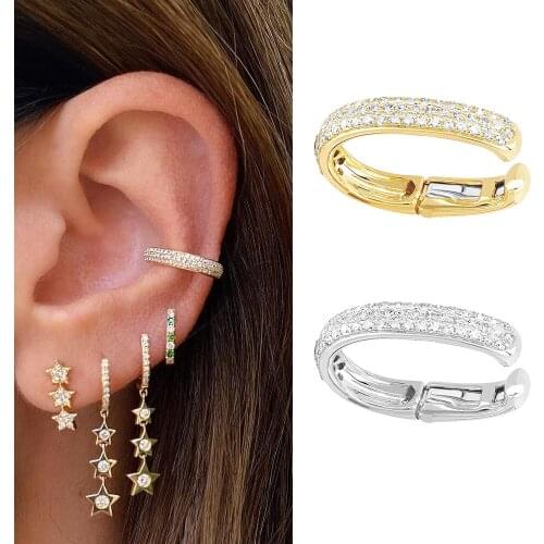 Foldable ear clip inlaid drill ear bone clip women no ear hole Zircon Earrings retro ear buckle painless cochlear clip