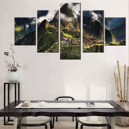 Modern living room decoration 5 pieces Machu Picchu Peru mountain picture cloud landscape poster wall art canvas painting