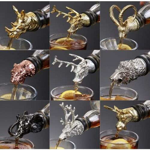 Creative 9 kinds of animal head wine mouth watering machine bar wine set