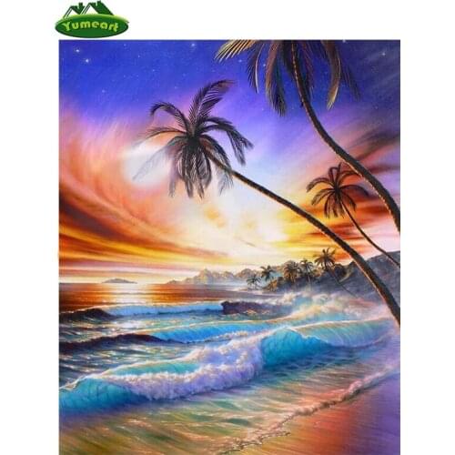 YUMEART 5D DIY Diamond Painting Beautiful Beach Scenery Pattern Embroidery Cross Stitch Mediterranean Landscape ZKll Decor