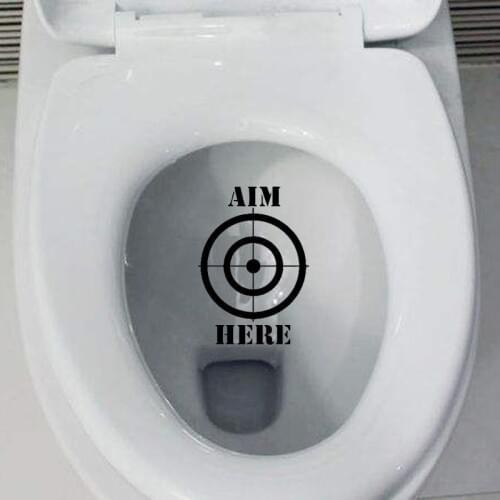 Funny Fashion Toilet Stickers Aim Here Creative Vinyl Decals Wall Sticker 3WS0241
