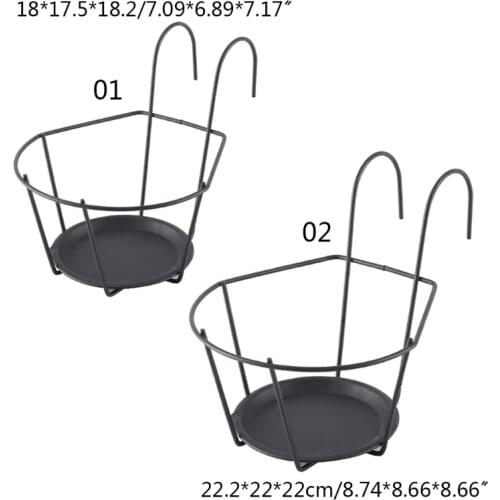 Iron Art Hanging Basket Flower Pot Holder Over The Rail Fence Planter Hangers GXMA