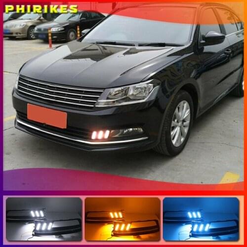 1 Pair For Volkswagen VW Lavida 2015-2017 with Yellow Trun Signal Light Blue Night Lamp LED DRL Daytime Running Light