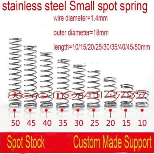 20pcs 1.4*18.6*50mm stainless steel Small spot spring 1.4mm wire micro spring compression spring pressure spring OD=18.6mm