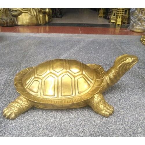 41CM LARGE # HOME Courtyard TOP decoration ART Town house bring in wealth talisman Mascot gold turtle brass FENG SHUI Statue
