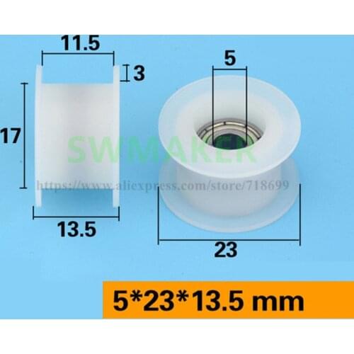 5*23*13.5mm 3D printer, H groove, belt pulley, I rubber, embedded 695 bearing pulley