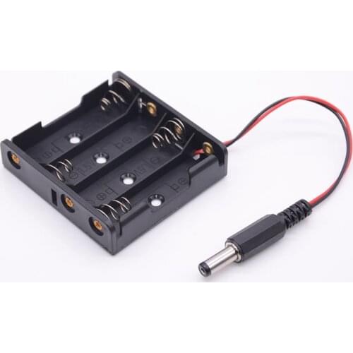 5PCS 4AA 4 AA Battery holder case box 6V power supply box With DC 5.5*2.1MM connector 15CM wire