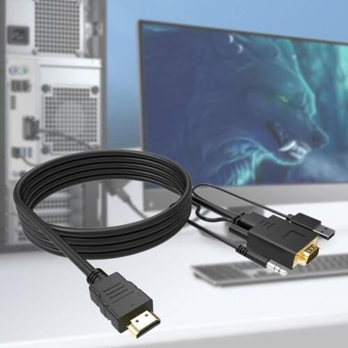 80% Off VGA Cable Male to Male Plug Play PVC VGA to HDMI-compatible Adapter for Monitor