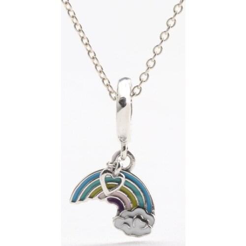 Bewill S925 Sterling Silver Epoxy Rainbow Pendant Diy Bracelet