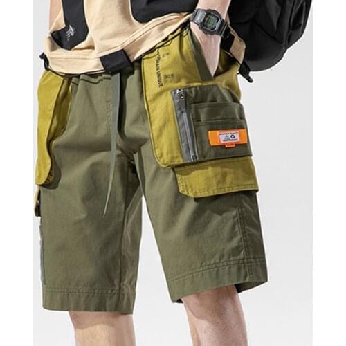 Multi-Pocket Patchwork Knee Length Pants High Quality Mens Cargo Pants Summer New Loose Straight Casual Shorts Male MKD046