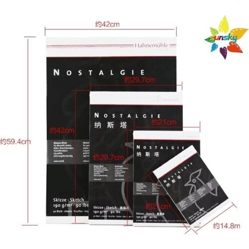 Hahnemuhle Sketch Paper Nostalgie,A3/A2, 50 sheets,Natural white,heavy sketching paper for a clear and colour intensive line