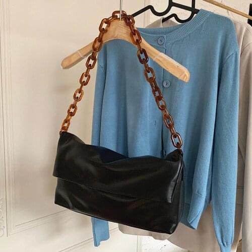 Design 2020 New Fashionable Acrylic Shoulder Underarm Bag Soft Leather Ins Autumn and Winter Wild Crossbody Women 's Bag