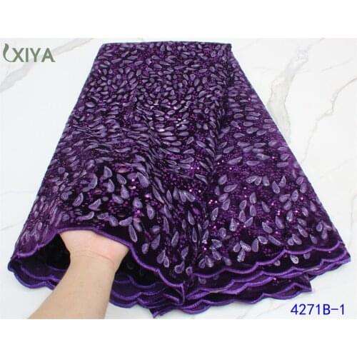 Purple African Velvet Lace Fabric with Sequins High Quality French Tulle Laces Fabrics for Wedding Sequin Lace Fabric APW4271B