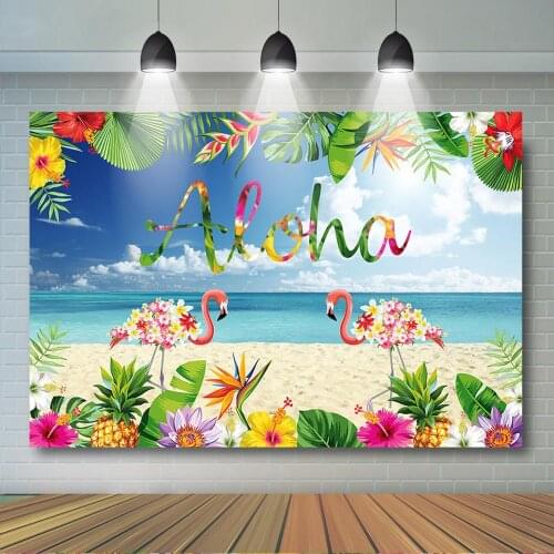 Summer Flamingle Backdrop Hawaii Aloha Flamingo Birthday Event Party Decor Tropical Leaves Flower Flamingo Baby Shower Banner