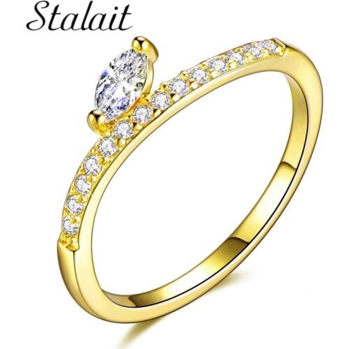 Hot Shiny Gold Color Crystal Austrian Zircon Rings Circle Noble Charms Wedding Rings For Women Girls Fashion Jewelry