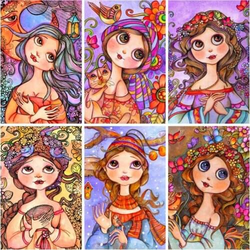 HUACAN 5d Diamond Painting New Arrivals Girl Diamond Embroidery Full Set Cartoon Square/Round Rhinestones Pictures Mosaic Stones