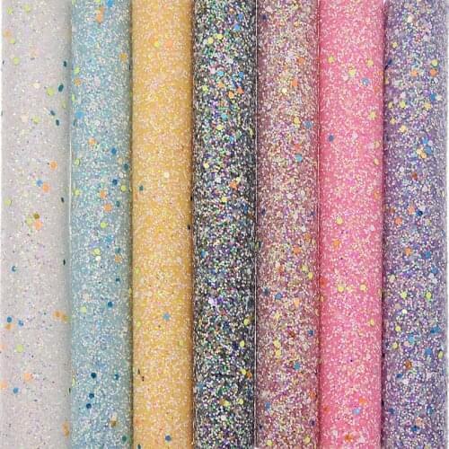 A4 Glow In the Dark Fabric Chunky Glitter Synthetic Leather Fabric For Bows Bags DIY Crafts Accessories