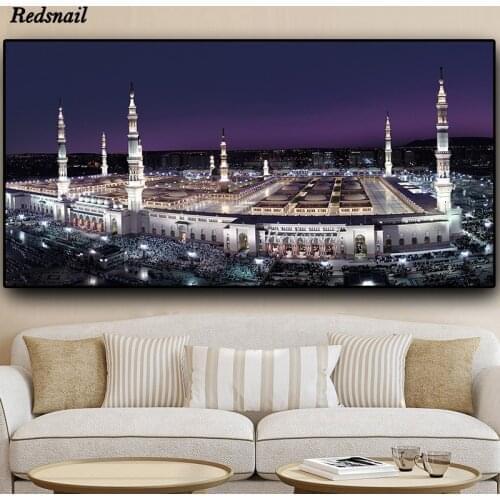 Islam Building Nightscape 5D DIY Diamond Painting Full Drill mosaic Diamant Embroidery large Mecca Islamic Muslim Mosque EE1066