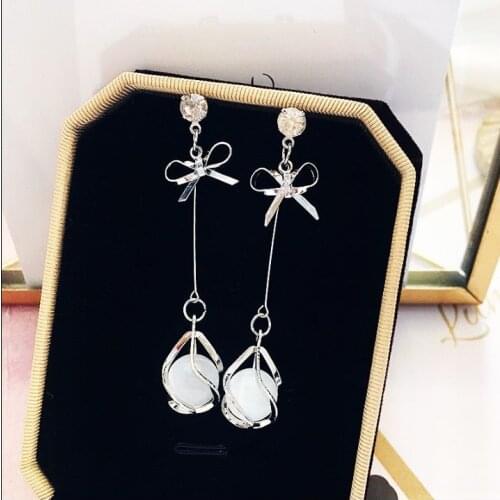 Exquisite Opal Butterfly Earrings For Women Girls Luxury Korean Fashion Dangle Earrings Party Wedding Daily Jewelry