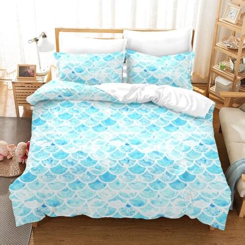 2/3Pcs Fish Scales Bedding Set Colorful Mermaid Scale Bedding Quilt Cover with Pillowcase Queen Kids Girls Dropship