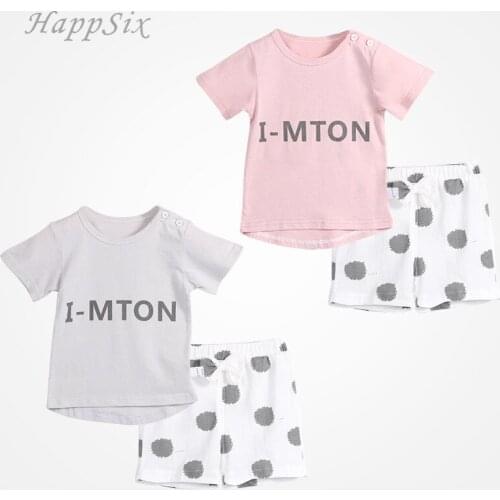 Baby Sets 100%Pure Cotton Baby Girl Summer Clothes Boy Clothes Kids Short T-shirt soft Dot 2018New Style