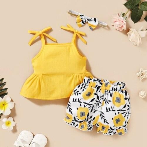Summer Baby Kids Girls Vest Top Floral Print Shorts Set Toddler Girl Shorts Outfit Newborn Clothing Set1