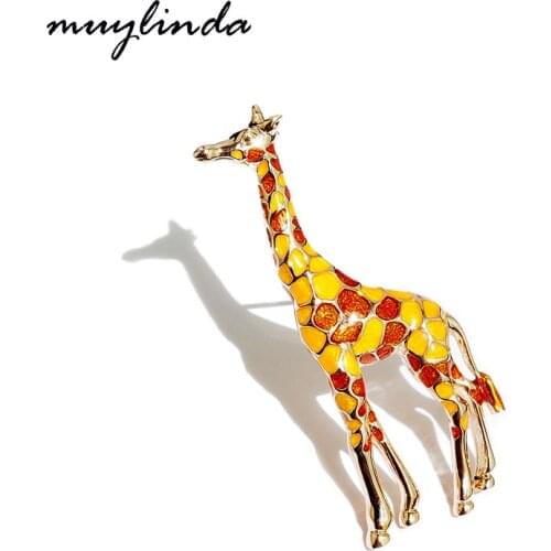Muylinda Fashion Giraffe Enamel Pin Costume Jewelry Brooches For Women Scarf Clip Colorful Animal Metal Brooch Pins