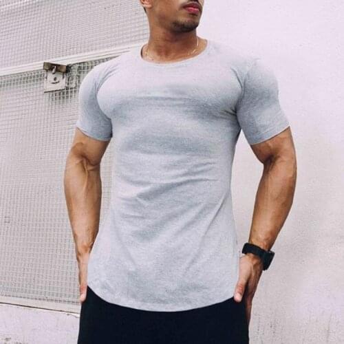 Muscleguys New Solid fitness clothing Gyms Tight t-shirt mens workout t-shirt homme Gyms t shirt men Slim fit Summer top