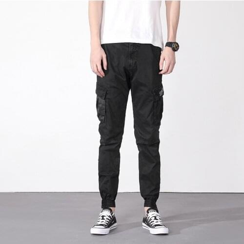 Size 30-40(waist 102cm)Men overalls man washed Imitation of the old slim fit pure cotton elastic thin feet pants males trousers