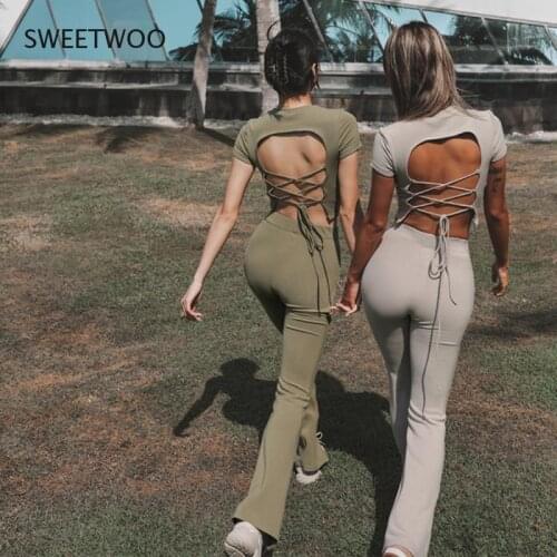 2021 Summer New Suit Womens Round Neck Halter Short-Sleeved Top Trousers Slim Casual Sports Suit Two-Piece Suit