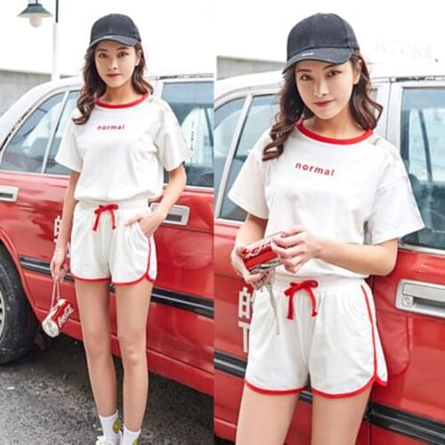2020 summer new short fashion pajamas two piece summer short sleeve shorts running casual sportswear set womens fashion Pajama