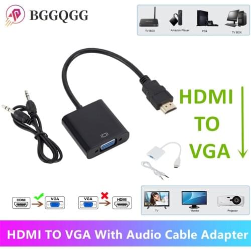 BGGQGG HDMI to VGA Adapter Cable Male To Female HDMI TO VGA Converter Adapter 1080P Digital to Analog Video Audio For Tablet
