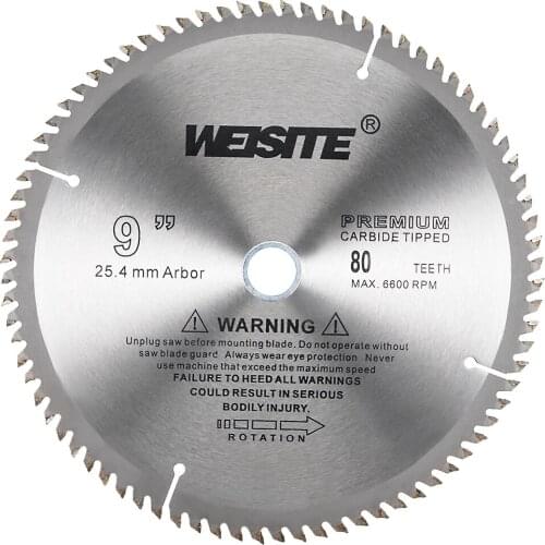 Uxcell 9" Circular Saw Blade, 80T 3/4" Arbor, Wood TCT Carbide Tipped Slitting Saw