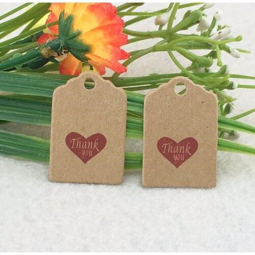 3x2cm scallop kraft gift swing tag printed thank you 1000pcs/lot for gift tagging wedding hang tags