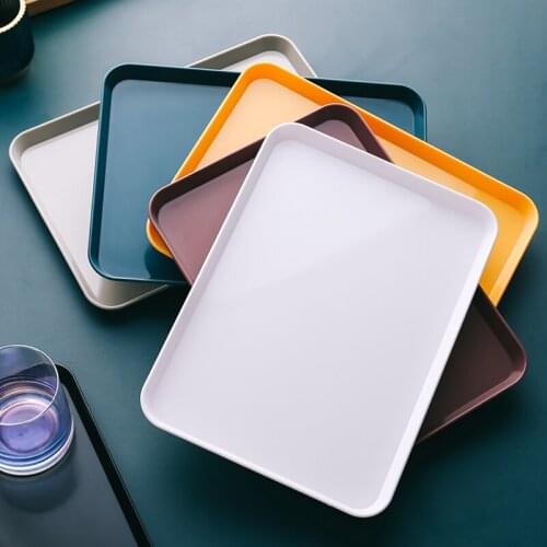 Nordic Style Rectangle Plastic Storage Tray Bread/Desserts Plates Tea/Coffee Cup Coaster Sundries Organizer Desktop Decoration