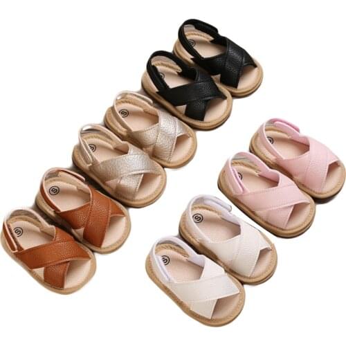 New Summer Baby Girls Sandals, Toddlers Simple Style Solid Color Soft Sole Shoes Outdoor Indoor Prewalker 0-18M