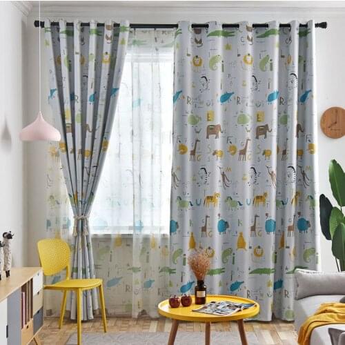 Ready Stock Cartoon ABC Animal Pattern Blackout Curtains For Children Living Room Bedroom Window Treatments for Boys 2JL417A