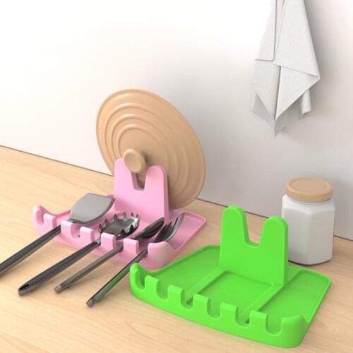 Silicone Soup Spoon Lid Rack Large Kitchen Two-in-one Storage Sorting Tool Spoon Holder Practical Multi-functional Multi-color