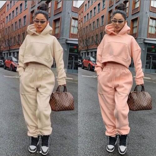 Nowsaa Hoodie Set Two Piece Set Women Outfits Sexy Fall Winter Joggers Tracksuit Set 2 Piece Set Top Matching Set Jogging Casual