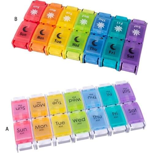 7 Day Tablet Pill Box Holder 14 Grids Weekly Medicine Storage Organizer Case
