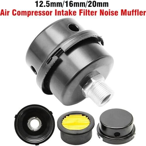 1/2'' 5/8" 3/4'' Oil-less Air Compressor Intake Filter Noise Muffler Metal Silencer Air Compressor Parts 12.5/16/20mm Thread M12