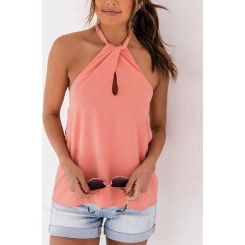 Off Shoulder Women Halter Racerback Tank Tops Summer Sleeveless Camisole Blouse Casual Backless Shirts