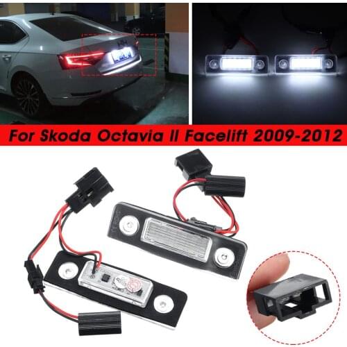 1 Pair Car LED Number License Plate Light For Skoda Octavia 2 Facelift 2009 -2012 Facelifted 2003-2012 Roomster 5J 2006-2010