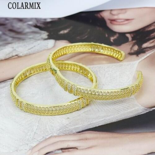 3 Pcs New design Zircon Metal Bangle Gold color zircon Jewelry charms Bracelet Gold color Women bangle 31418