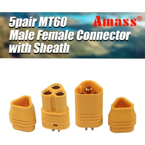 5 pair MT60 connector with sheath Amass MT60 Motor Plug Connector Set for RC Multicopter Quadcopter Airplane