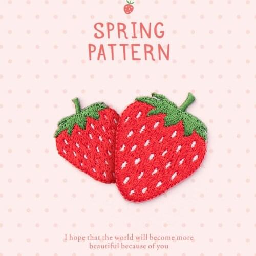 AHYONNIEX 1PC Strawberry embroidery hot cloth stickers DIY applique iron on parch for clothes bags application for dress