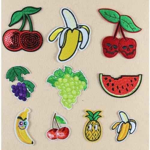 1Pcs Fruits Embroidery Applique Watermelon Grape Banana Iron On Patches For Clothing DIY Apparel Sewing Decoration Woman Clothes